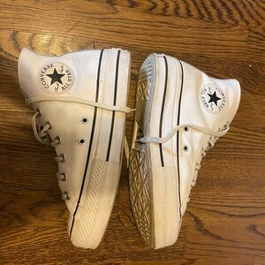 White leather platform converse